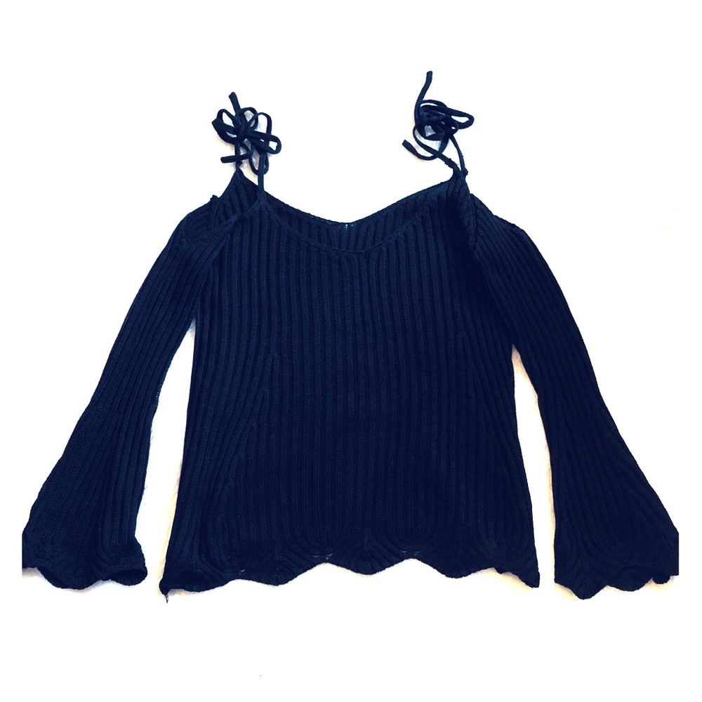 Bell Sleeve Strap Tie Sweater